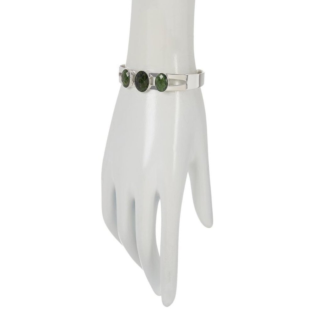 Jay King Sterling Silver 6-3/4" Green Chrome Diopside Cuff Bracelet - Picture 2 of 2